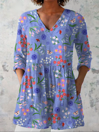 Aline™ | Tunika-Bluse mit Streublumen auf Flieder