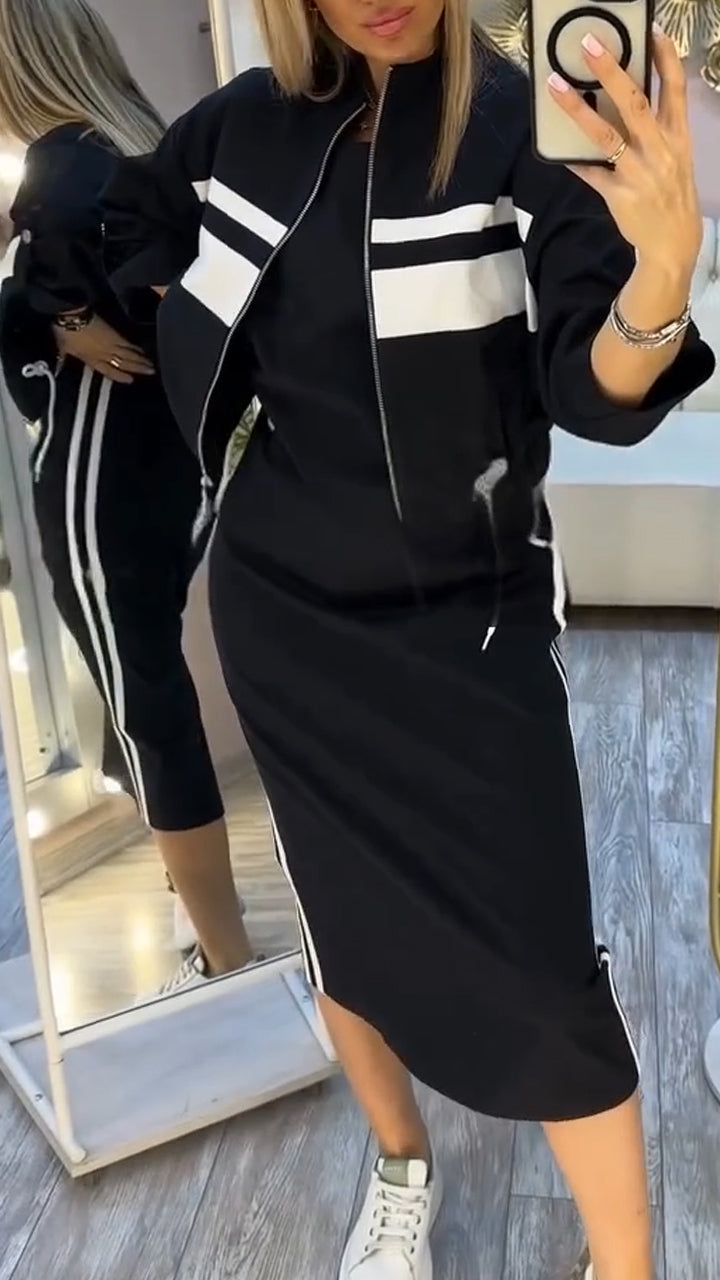 Feyraset | Lässiges und Stilvolles Set mit Rundhalsausschnitt-Kleid und Jacke für Damen
