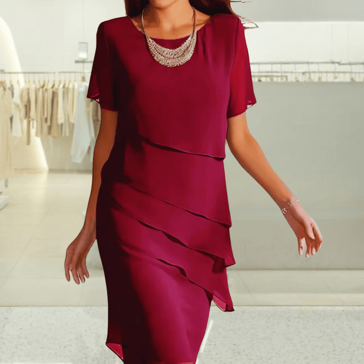 Meereshorizont | Fließendes Kleid mit Netzärmeln