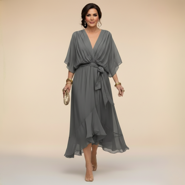 Velora | Luftiges Midikleid mit V-Ausschnitt