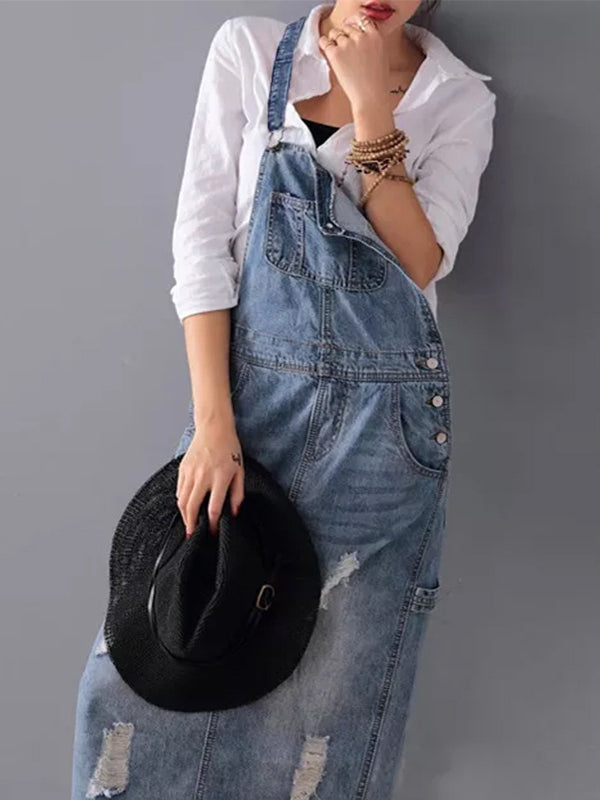 Fraylajeans | Abgenutztes Jeanskleid mit Schlitz Hinten