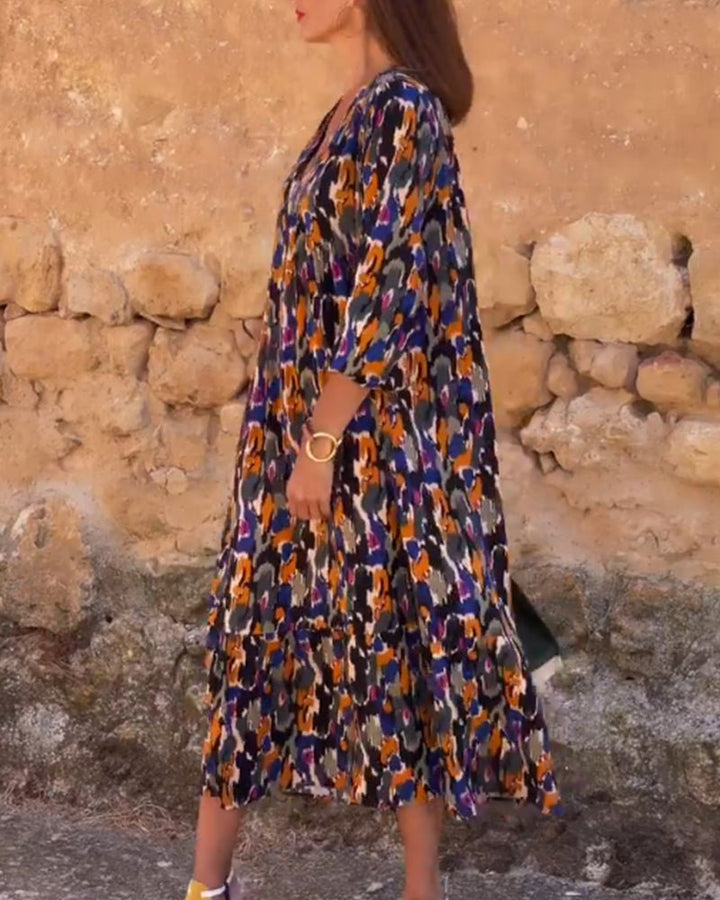 Musterkunst | Schickes Midikleid mit V-Ausschnitt