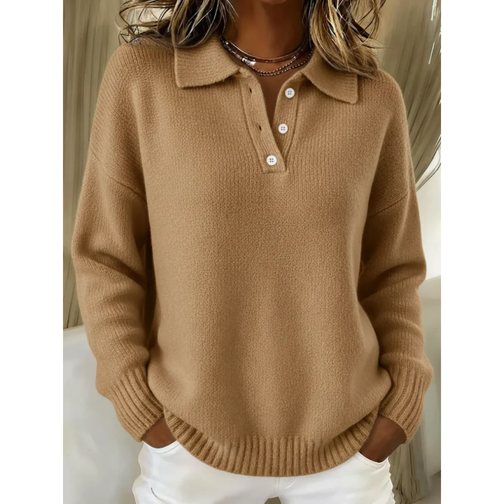 Maren Pullover mit Polokragen in Kamel