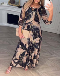 Verelleprint | Elegantes Kleid mit Print & Dreiviertelärmeln
