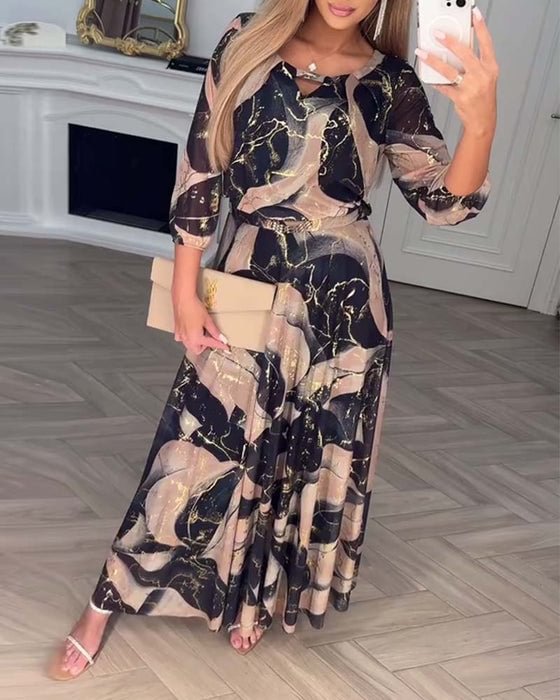 Verelleprint | Elegantes Kleid mit Print & Dreiviertelärmeln