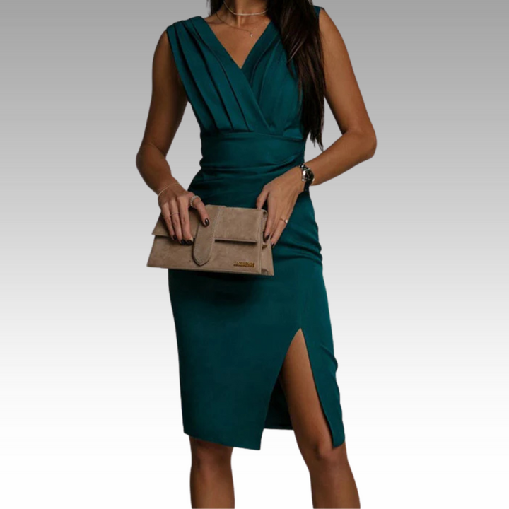 Regaliaelegant | Elegantes Figurbetontes Kleid mit V-Ausschnitt und Schlitz
