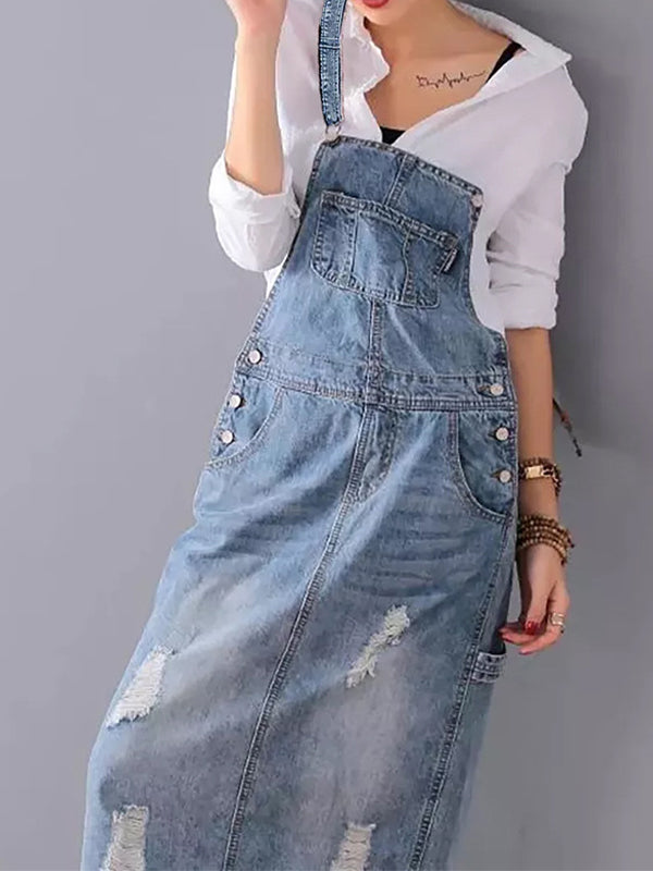 Fraylajeans | Abgenutztes Jeanskleid mit Schlitz Hinten