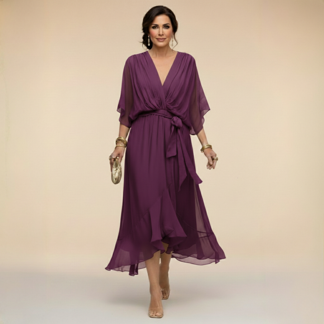 Velora | Luftiges Midikleid mit V-Ausschnitt