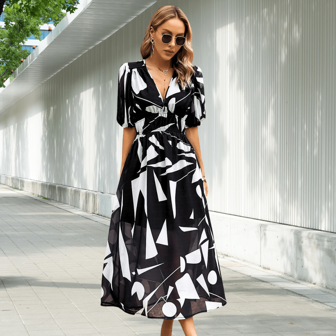 Paradiesvogel | Buntes Kleid mit Puffärmeln