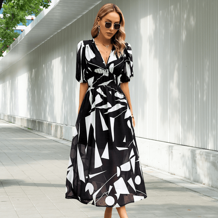 Paradiesvogel | Buntes Kleid mit Puffärmeln