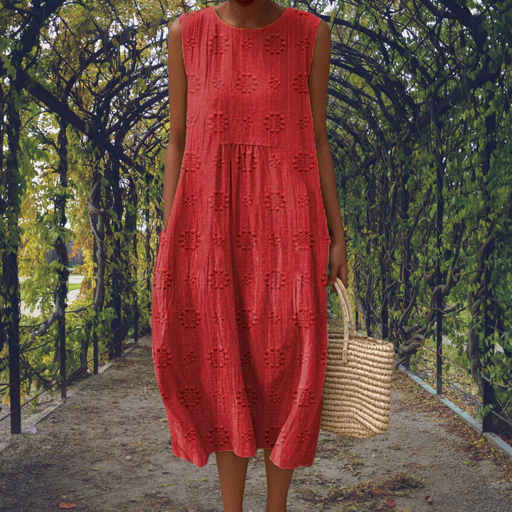 Aikaterini ärmelloses Kleid in Rot