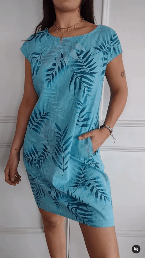 Blumenglück | Baumwollkleid mit Taschen