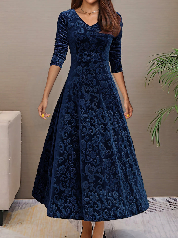 Annysamt | Elegantes Festkleid aus Samt mit V-Ausschnitt