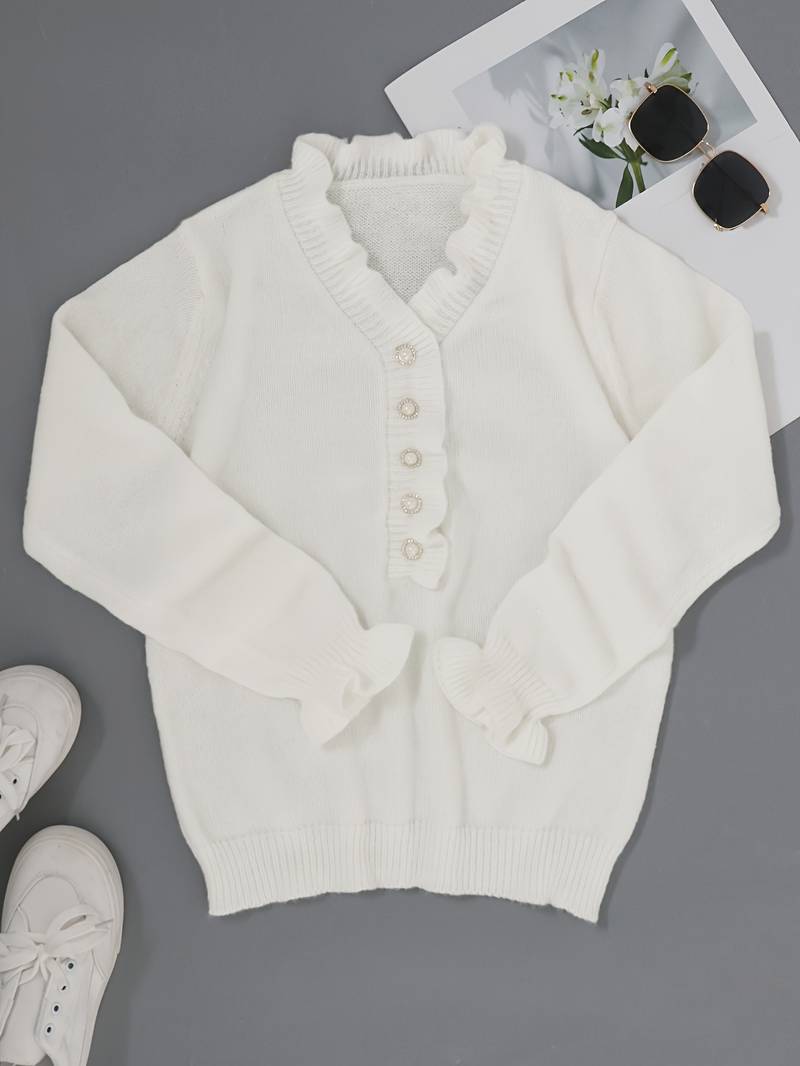 Knopfzeile | V-Ausschnitt Pullover