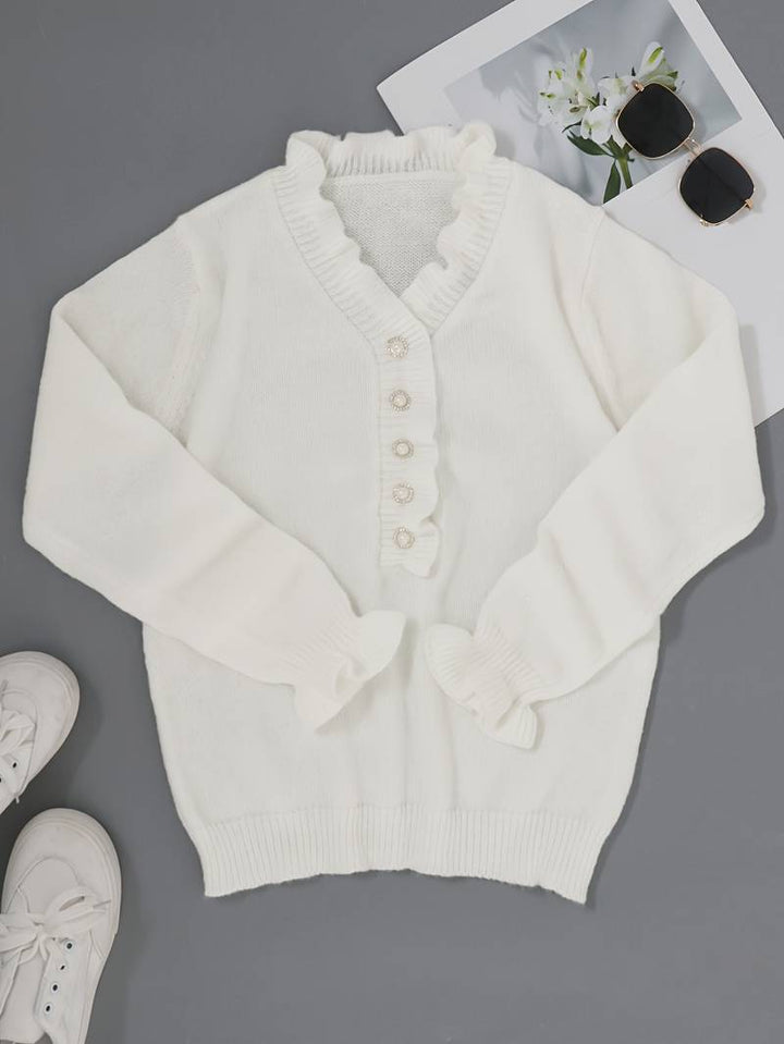 Knopfzeile | V-Ausschnitt Pullover