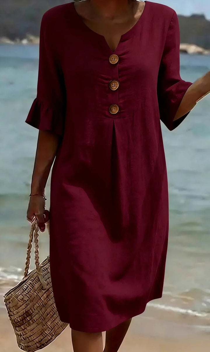 Vanesa Puffärmel-Kleid Bordeaux