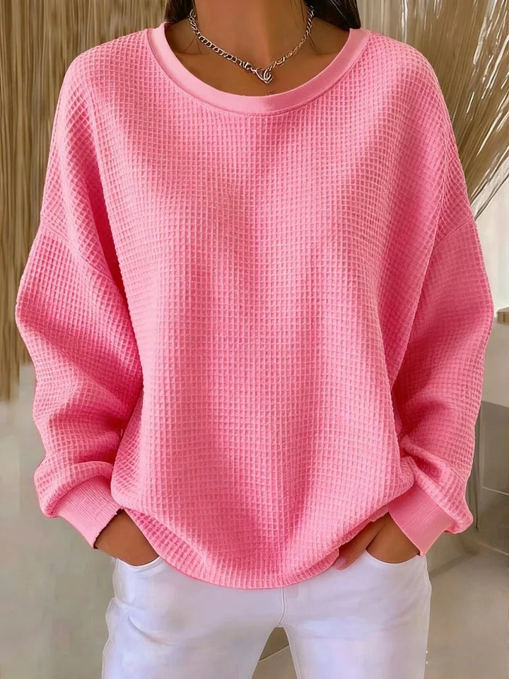 Nyla Pullover mit Waffelstruktur in Rosa