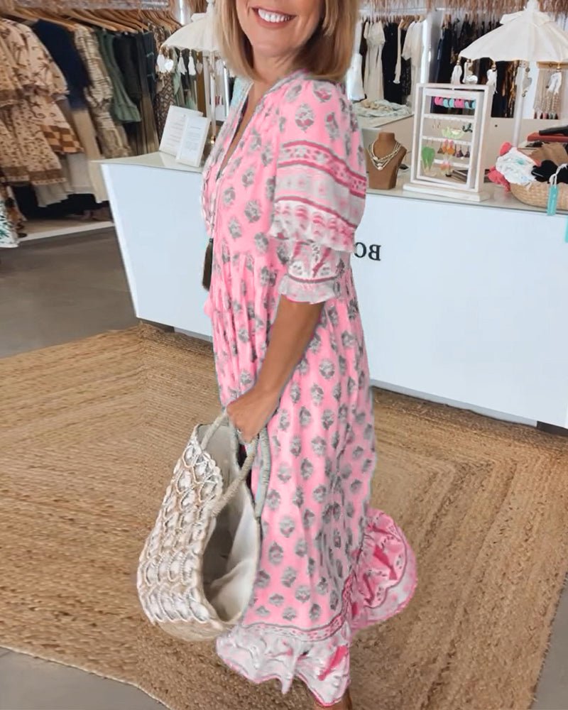 Blütentanz | Schickes Blumenkleid mit V-Ausschnitt