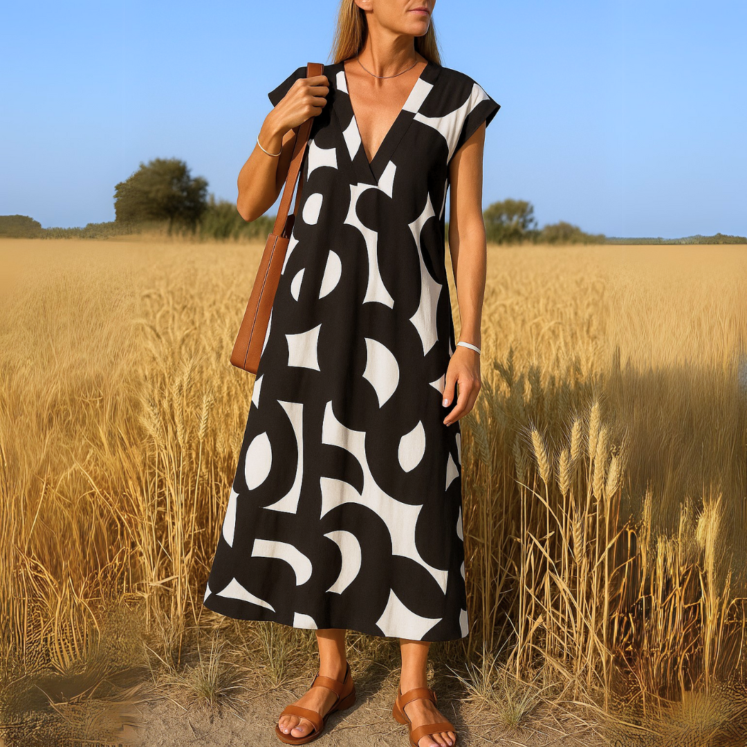 Azuraibiza | Ibiza Style Bequemes und Fließendes Kleid mit V-Ausschnitt