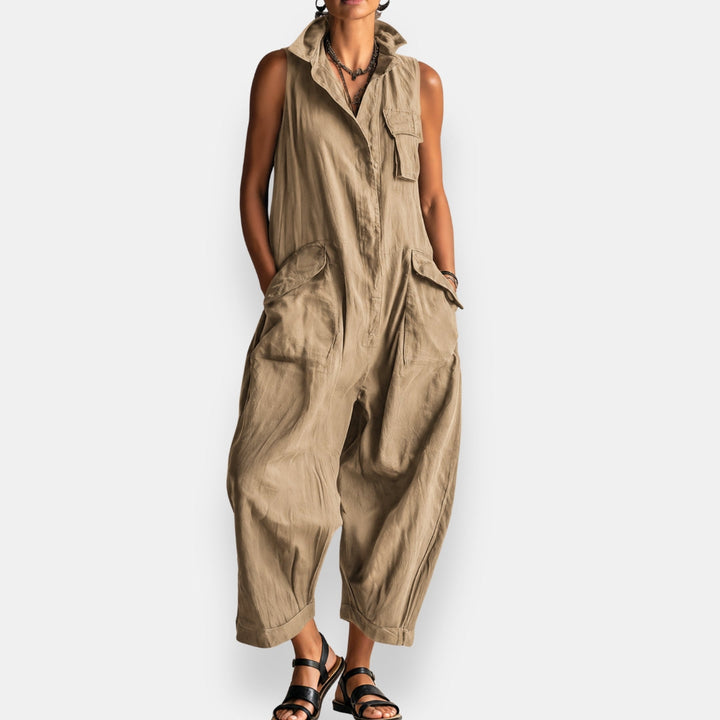 Helen Popeline-Jumpsuit – Detailansicht Taschen