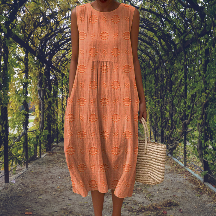 Aikaterini ärmelloses Kleid in Orange