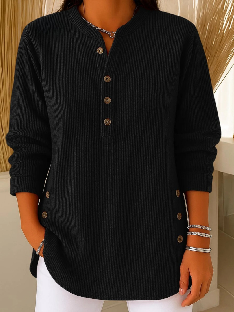 Neva Tunika mit Henley-Ausschnitt in Schwarz