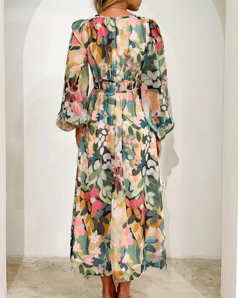 Blütenzier | Elegantes Blumenkleid mit V-Ausschnitt