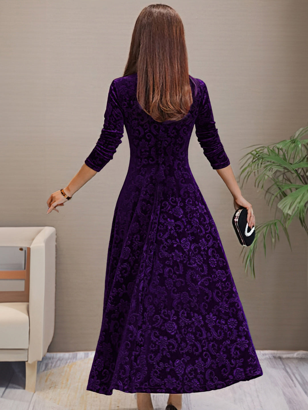 Annysamt | Elegantes Festkleid aus Samt mit V-Ausschnitt