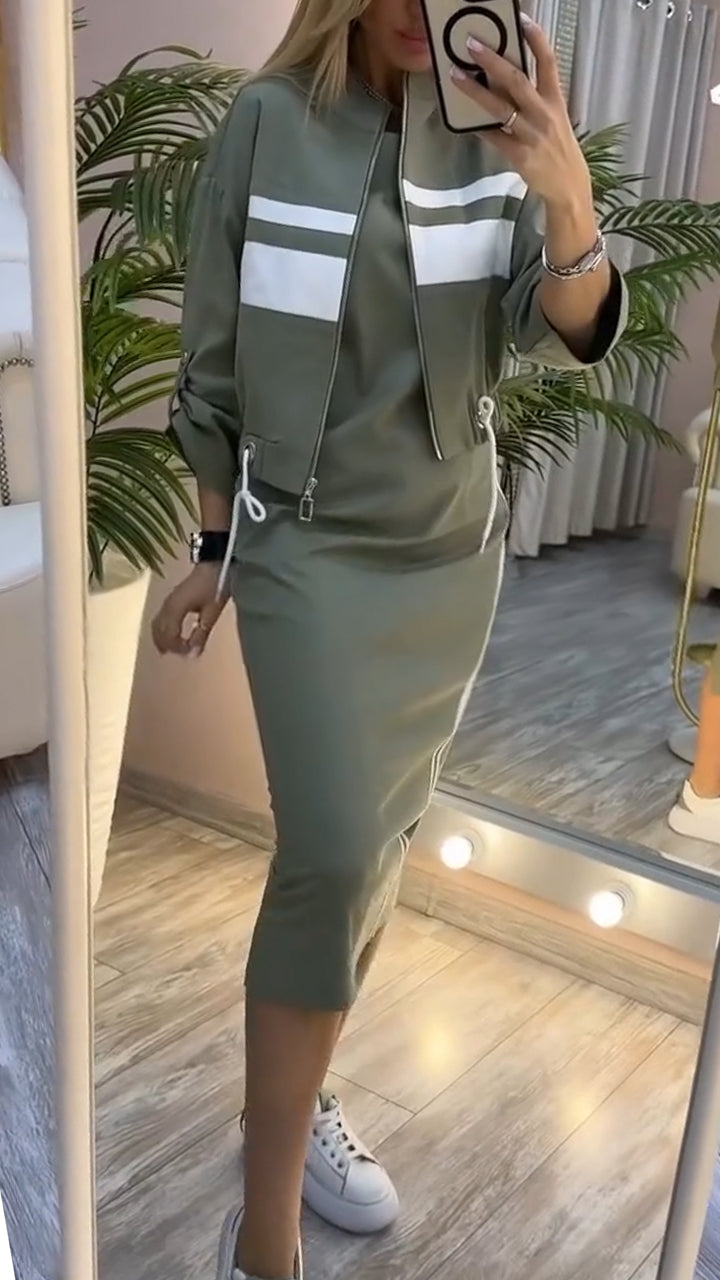 Feyraset | Lässiges und Stilvolles Set mit Rundhalsausschnitt-Kleid und Jacke für Damen
