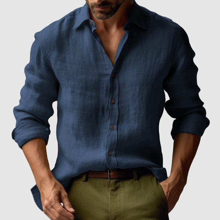 Vintageleinen | Langärmeliges Herrenhemd