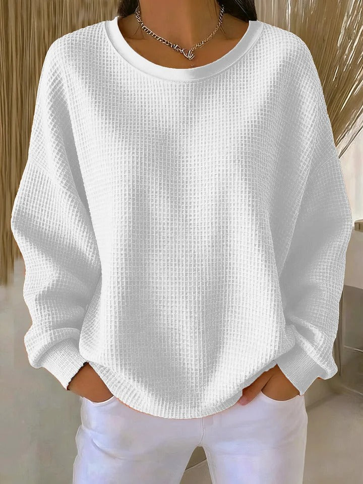 Nyla Pullover mit Waffelstruktur in Weiß