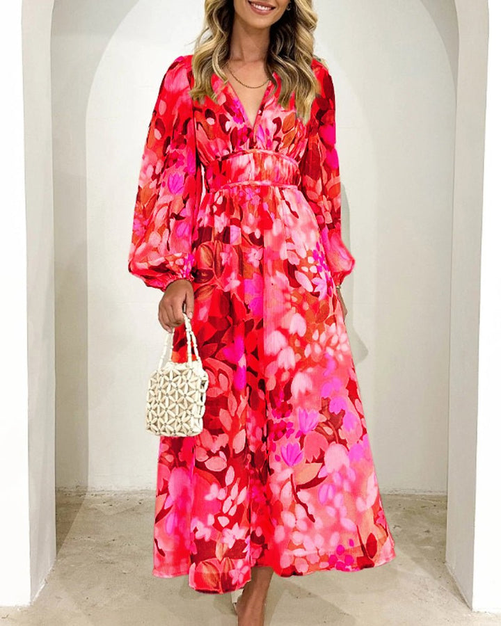 Blütenzier | Elegantes Blumenkleid mit V-Ausschnitt