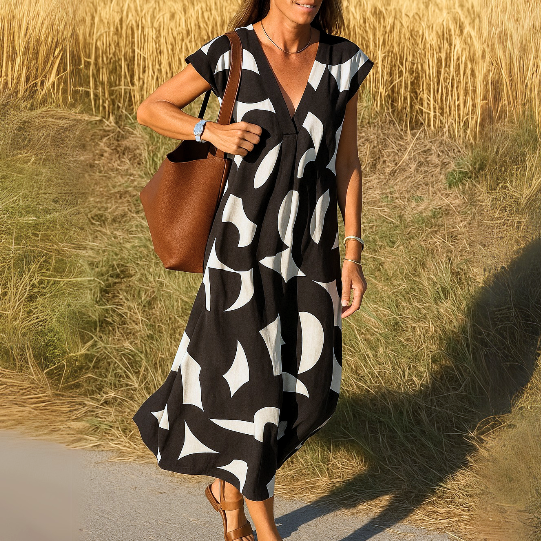 Azuraibiza | Ibiza Style Bequemes und Fließendes Kleid mit V-Ausschnitt