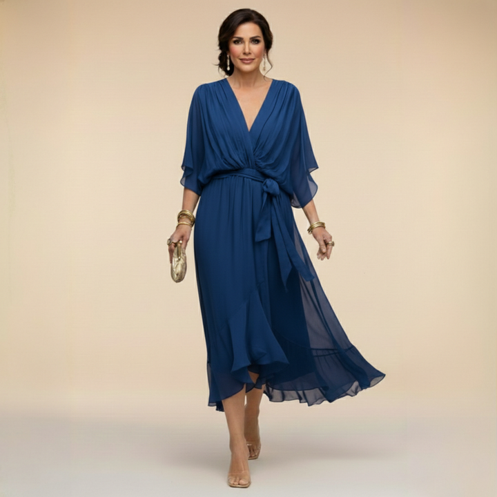 Velora | Luftiges Midikleid mit V-Ausschnitt