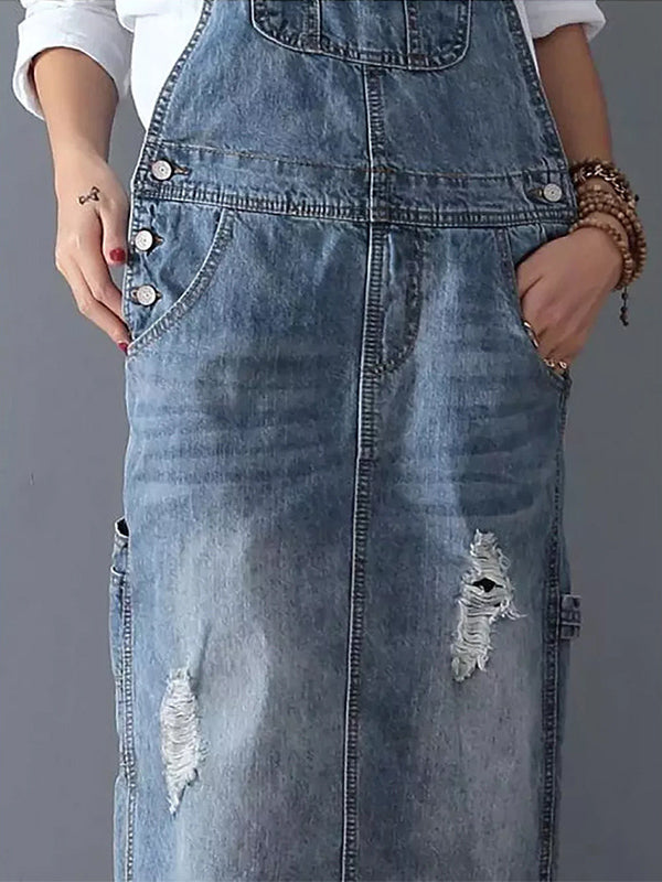 Fraylajeans | Abgenutztes Jeanskleid mit Schlitz Hinten