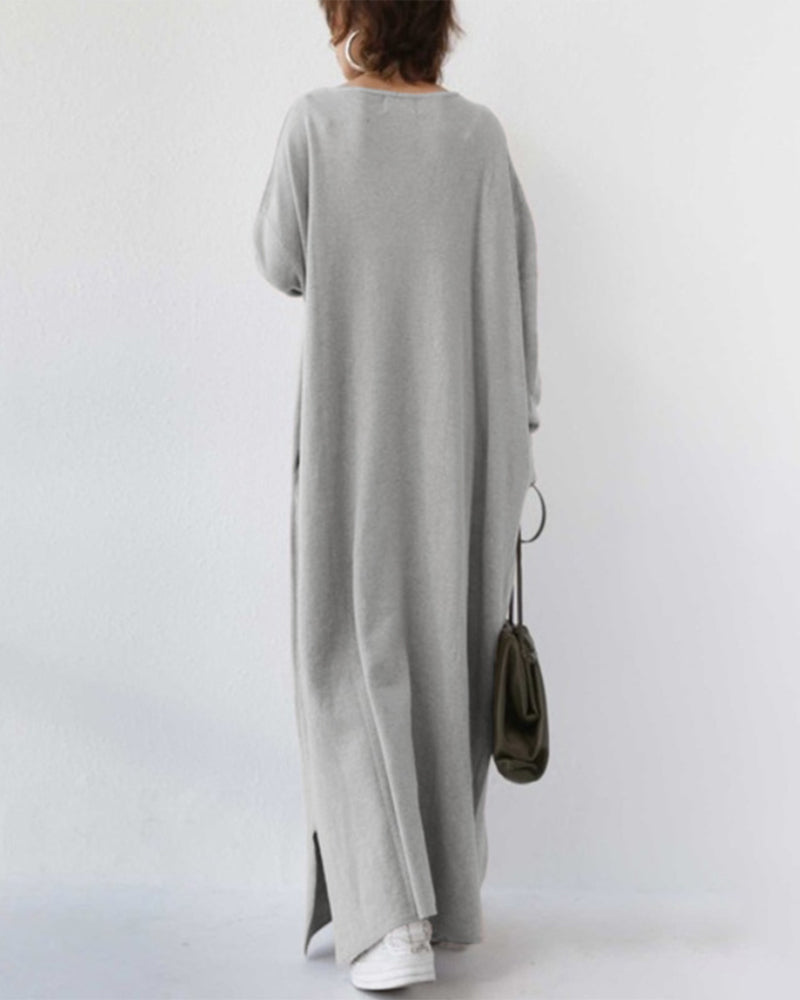 Serenyalang | Modisches Kleid mit Langen Ärmeln und V-Ausschnitt