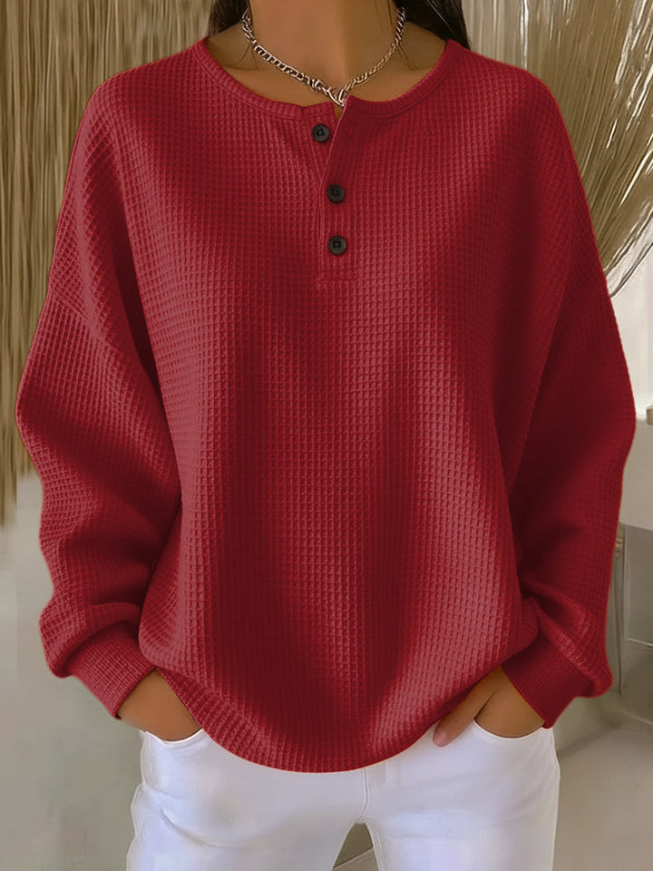 Mirabel Sweatshirt mit Henley-Ausschnitt in Rot