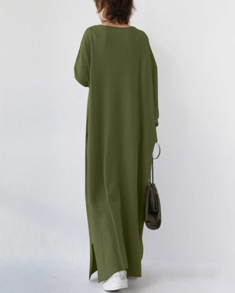 Serenyalang | Modisches Kleid mit Langen Ärmeln und V-Ausschnitt