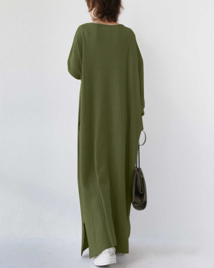 Serenyalang | Modisches Kleid mit Langen Ärmeln und V-Ausschnitt