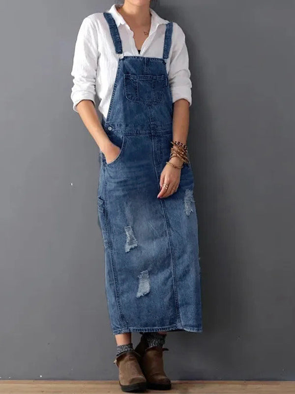 Fraylajeans | Abgenutztes Jeanskleid mit Schlitz Hinten
