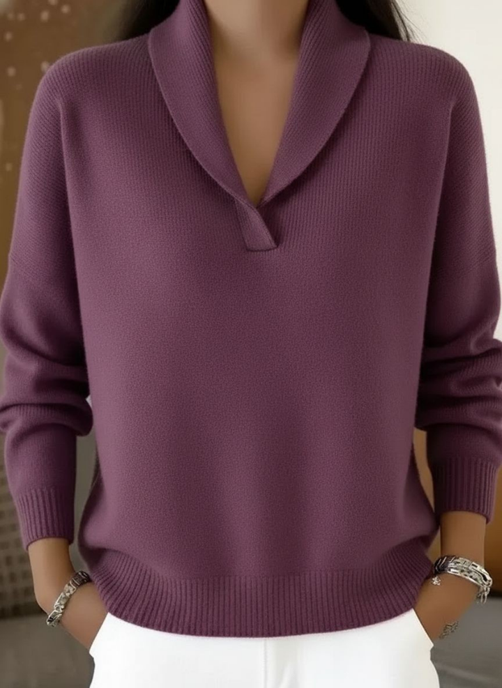 Antonine Pullover mit Schalkragen in Violett