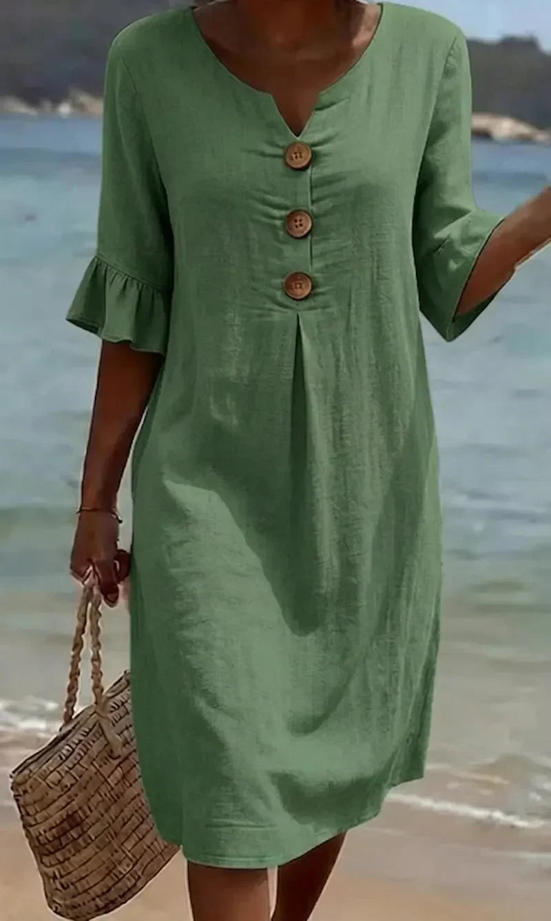 Vanesa Puffärmel-Kleid Grün