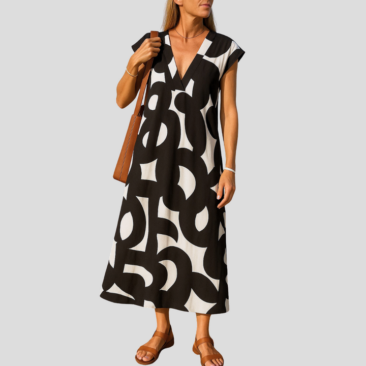 Azuraibiza | Ibiza Style Bequemes und Fließendes Kleid mit V-Ausschnitt