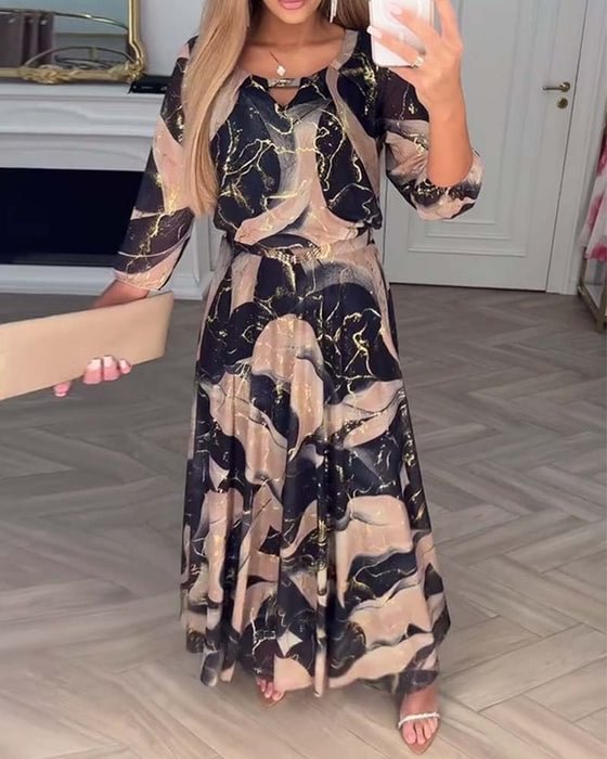 Verelleprint | Elegantes Kleid mit Print & Dreiviertelärmeln