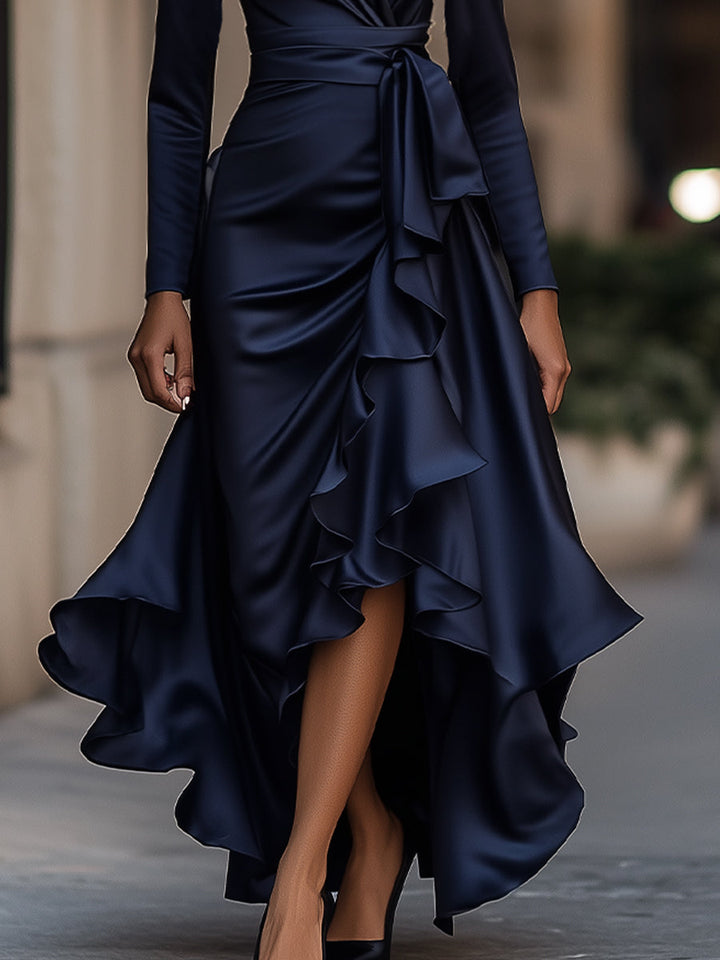 Palma Satin-Maxikleid – V-Ausschnitt