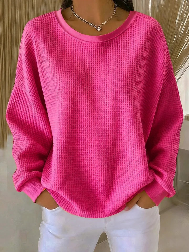 Nyla Pullover mit Waffelstruktur in Fuchsia