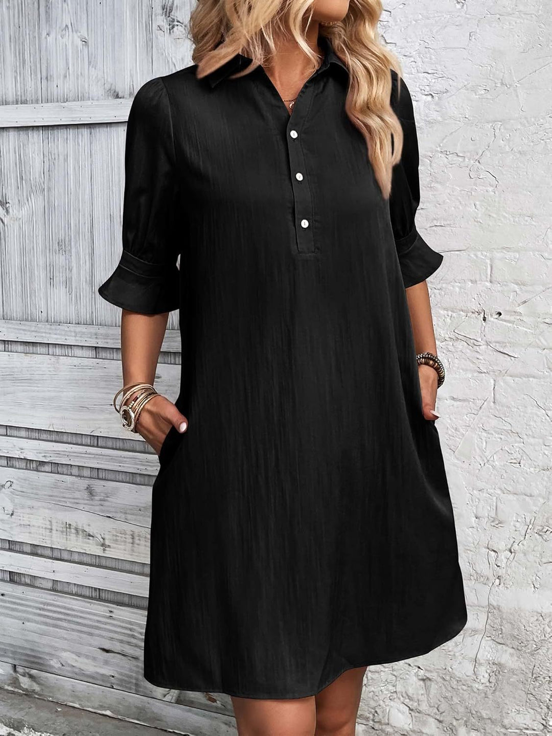 Rüschenchic | Elegantes Kleid mit Knopfleiste