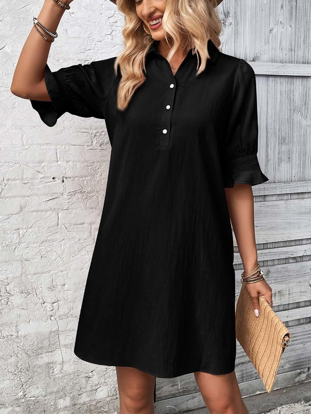 Rüschenchic | Elegantes Kleid mit Knopfleiste