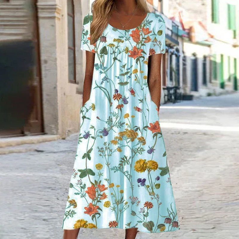 Florale Anmut | Boho-Kleid mit Bauch-Kaschier-Effekt