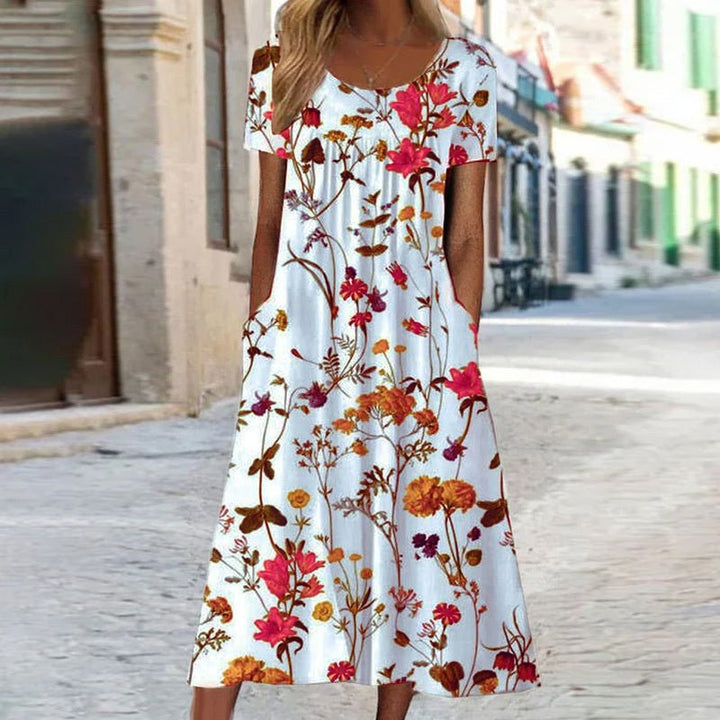 Florale Anmut | Boho-Kleid mit Bauch-Kaschier-Effekt